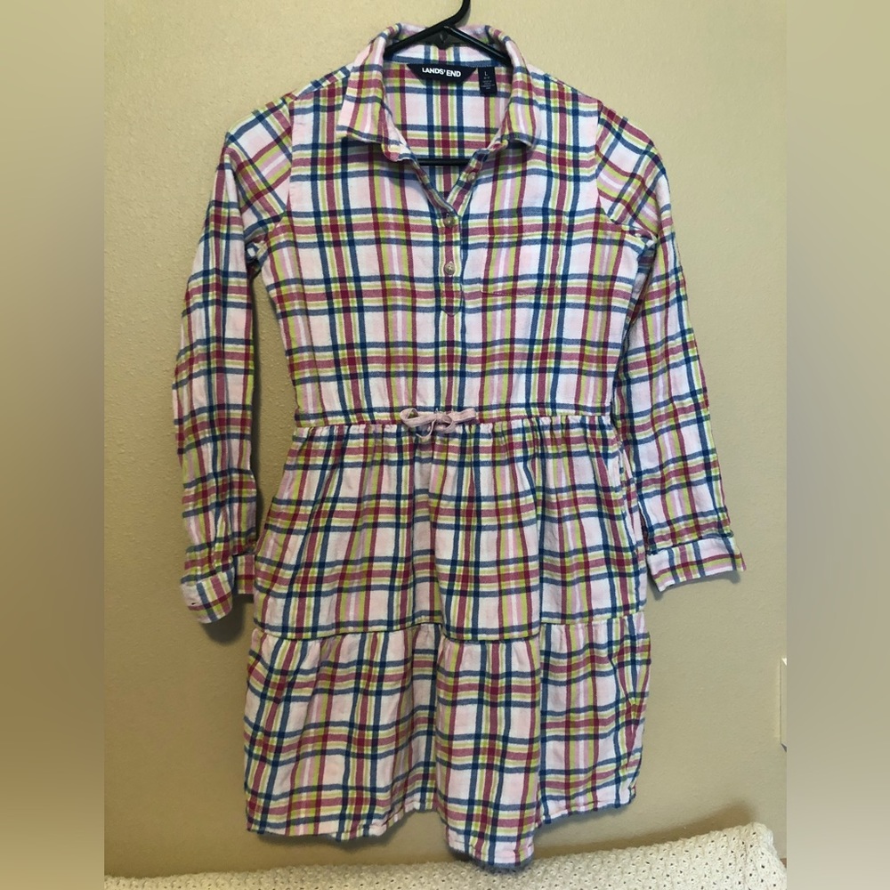 Lands End Flannel Dress Size L (10-12)